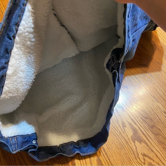 Wrangler Denim Jean Jacket Vintage Sherpa Lined Size Check Measurements - Picture 3 of 4